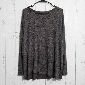 Apt 9 2X Plus Size Black With White Speckle Top Scoop Neck Long Sleeve